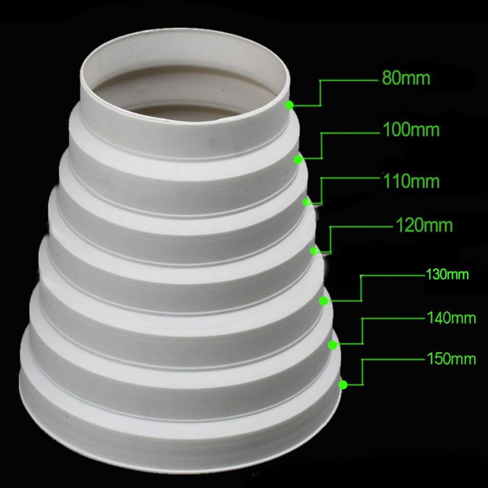 Riduttore condotto estrattore tubo connettore 80 mm 100 mm 110 mm 120 mm 130 mm 140 mm 150 mm per cappe e unità di ventilazione