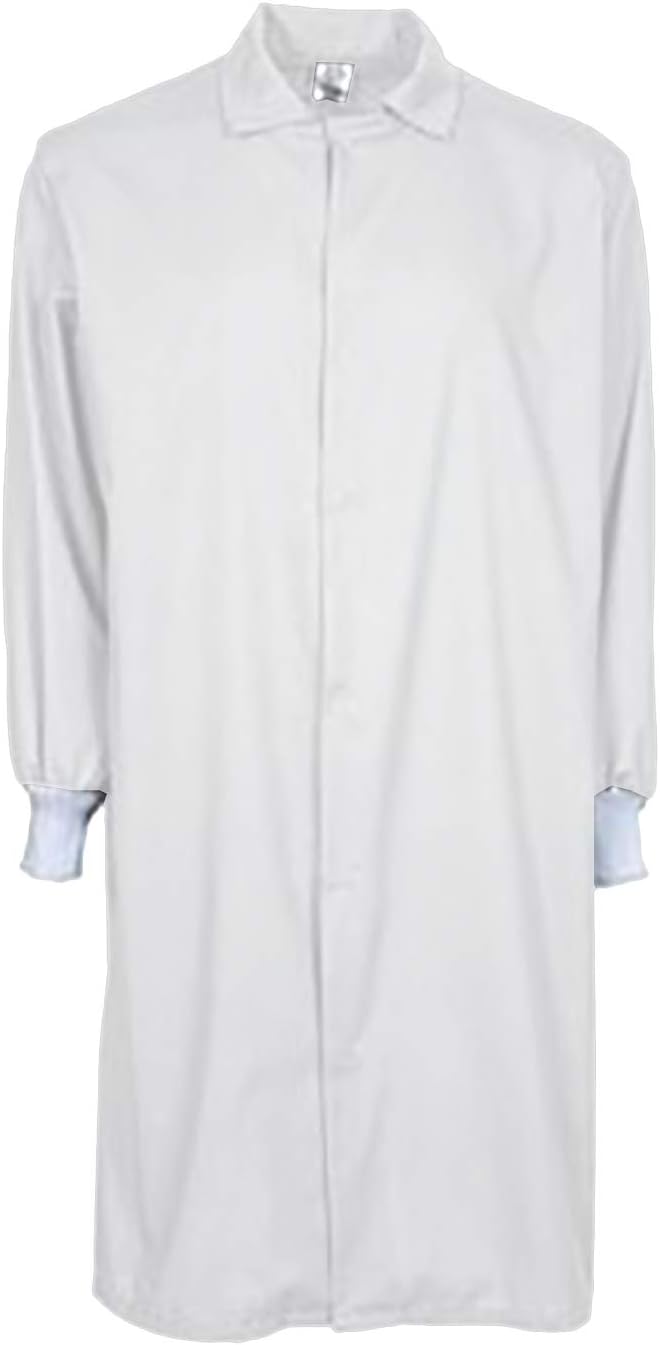 Poly/Cotton Gripper Snap Knit Cuff Pocketless Medical Cover Up Lab Coat
