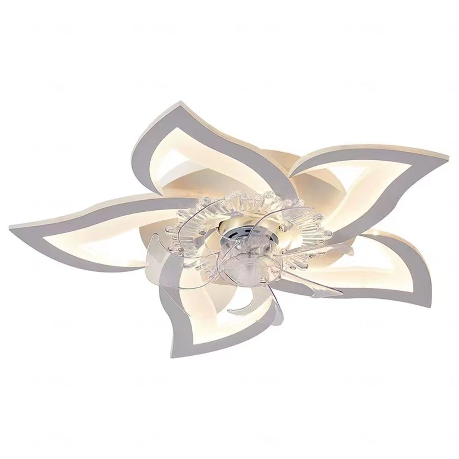 VVLXRIC Flower Ceiling Fan with Light - LED Ceiling Fan Lamp Flower Shape Bedroom Ceiling Lamp Ceiling Fan Flower Shape 6 Wind Speeds Ceiling Fan Flower Shape 50W 27.2in5in