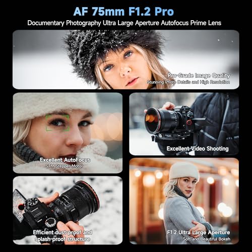 Image of VILTROX 75mm f /1.2 E Lens for Sony E Mount, PRO 75mm f1.2 Auto Focus Prime Lens Compatible for Sony E Mount Mirrorless a7R a7IV a7RIII a7RIV a7RV A1 FX3 ZVE1 A7CII a6000 a6400 a6600 a6700 ZV-E10 FX30