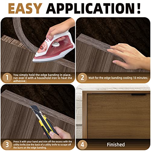Image of GSCIT Club Walnut Edge Banding, 1 /2 inch x 100ft roll of Veneer Edge Banding - Pre-glued Flexible, Real Wood Tape for Cabinet Repair and Furniture Restoration
