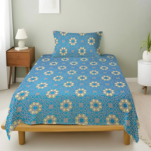 Image of Weave & Decor Cotton Bedsheet for Single Bed 90x60 Inches Soft and Breathable, Includes 1 Pillow Cover 20x30 Inches