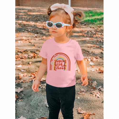 IZYJOY Young Wild and Three Birthday Shirt Toddler Baby Girl Boy 3rd Birthday T-Shirt 3 Year Old Birthday Party Tee2