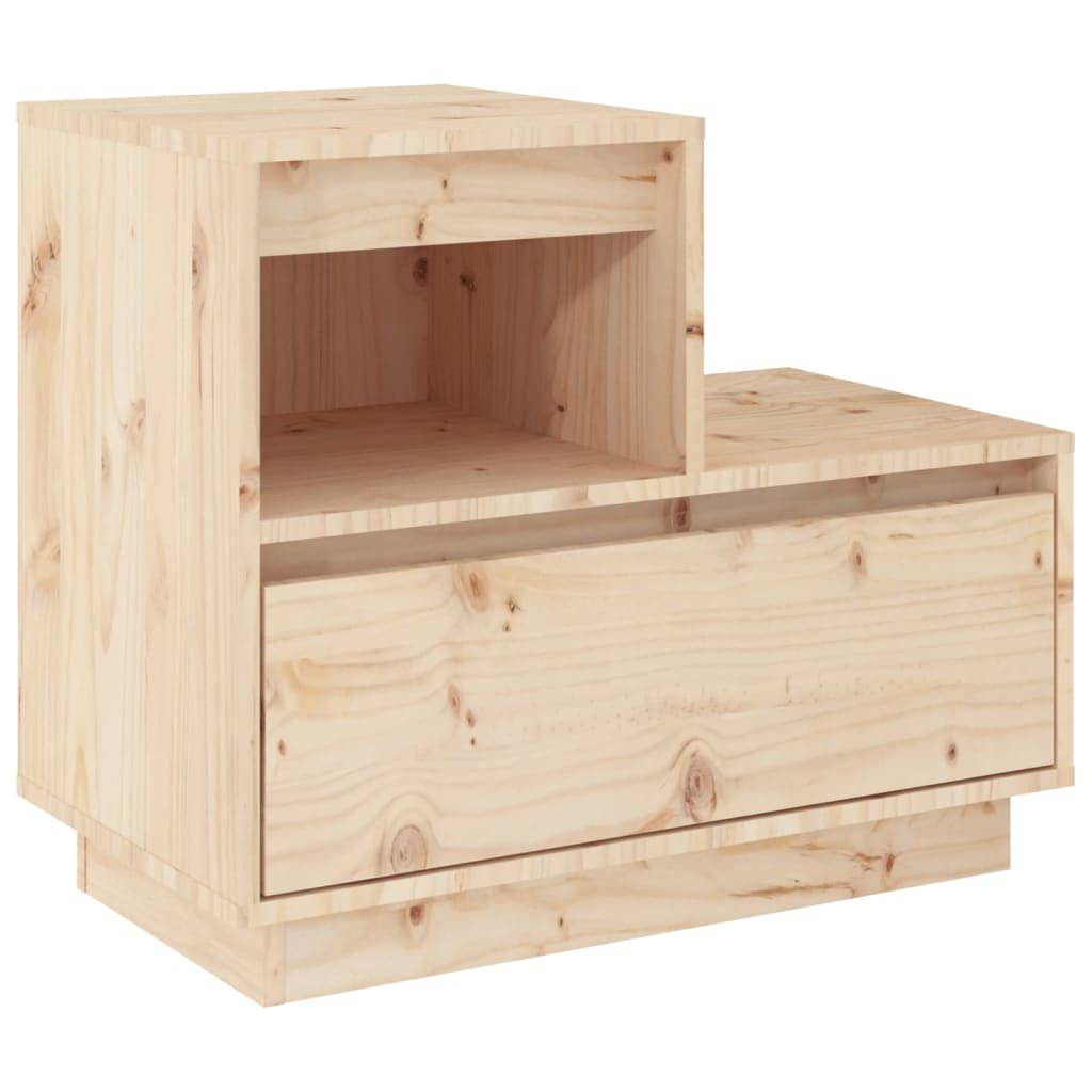 Table de chevet en bois de pin massif de qualité avec tiroir et niche rustique