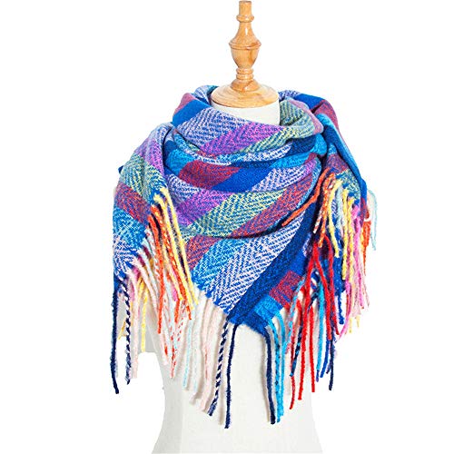 Fashion Colorful Stripe Tassel Pashmina Large Wrap Shawl Fall Winter Scarves2