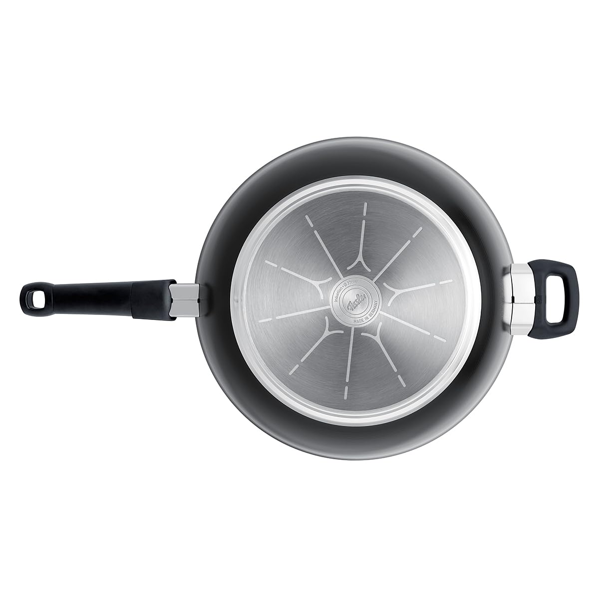 Fissler Ceratal Orbit Black/Aluminium-Wok (Ø 32 cm, 6 L) große Keramik-Bratpfanne beschichtet antihaftend, hoher Rand, Made in Germany – Induktion