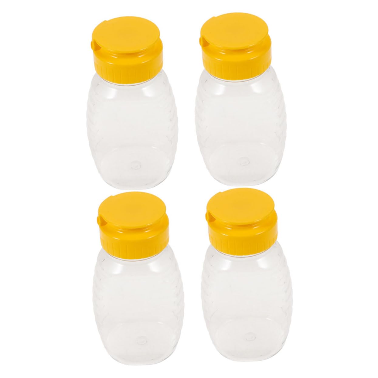 Abaodam 4 Stück Honigflaschen Aus Kunststoff 110 Ml Auslaufsicher Quetschbar Für Präzise Dosierung Transparent Für Küche Picknick Und Reisen