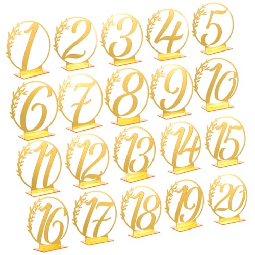 Numéros de table pour mariage et réception chic en acrylique doré Beavorty avec base stable