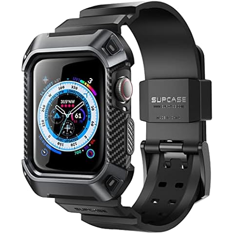 SUPCASE Armband für Apple Watch 8 / 7 / SE / 6 / 5/ 4 [45/44mm] Robust Hülle Ersatzarmband iWatch Case Schutzhülle [Unicorn Beetle Pro], Schwarz Cover