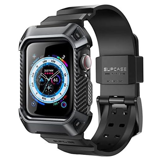 SUPCASE [Unicorn Beetle Pro] Designad för Apple Watch serie 7/6/SE/5/4 [45/44mm], robust skyddsfodral med remband (svart)