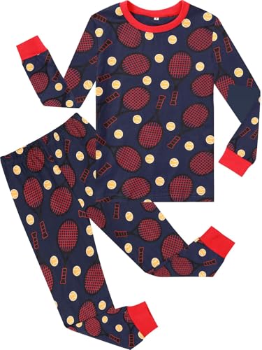 A&J DESIGN Boys Pajama Sets, 100% Cotton 2-Piece Sport Theme Pjs Set