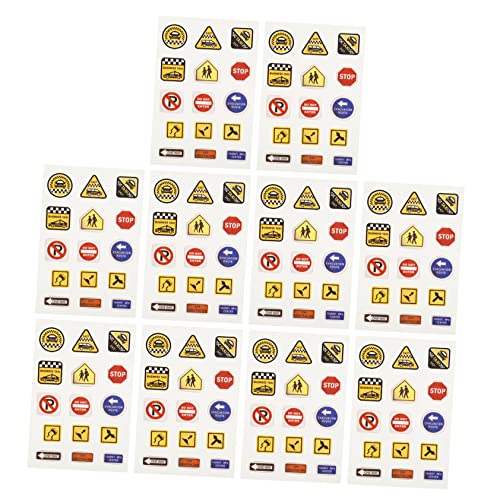 Image of Traffic Sign Sticker Decal Stickers 10 Sheets Paper for Children