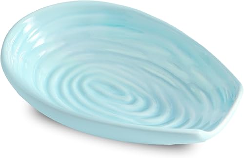 Vista 8 de Soporte para cuchara Hasense para encimera, soporte de cuchara para protección de mostrador, soporte de utensilios de cerámica para cucharón, Verde