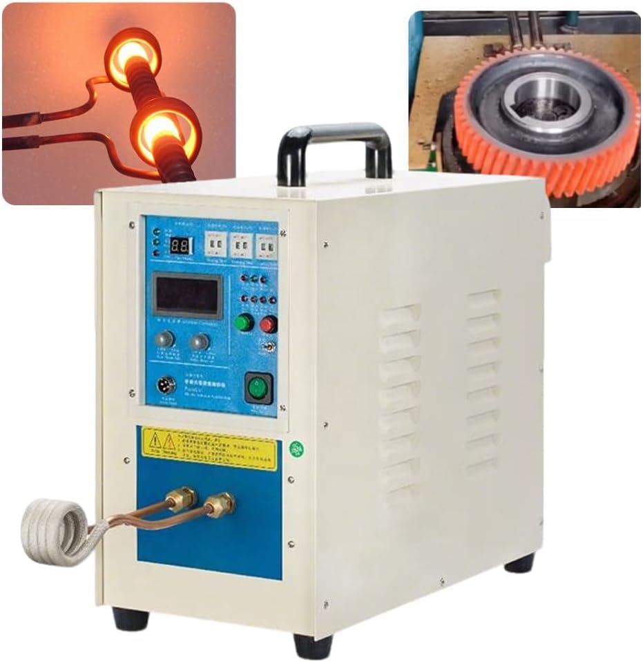 High Frequency Induction Heating Machine,15KW Heater Equipment, 30-100Hz,40°C~2000°C Range,Water Cooled Protection,3-Stage Heating,Immediate Operation (Blue 15kw)