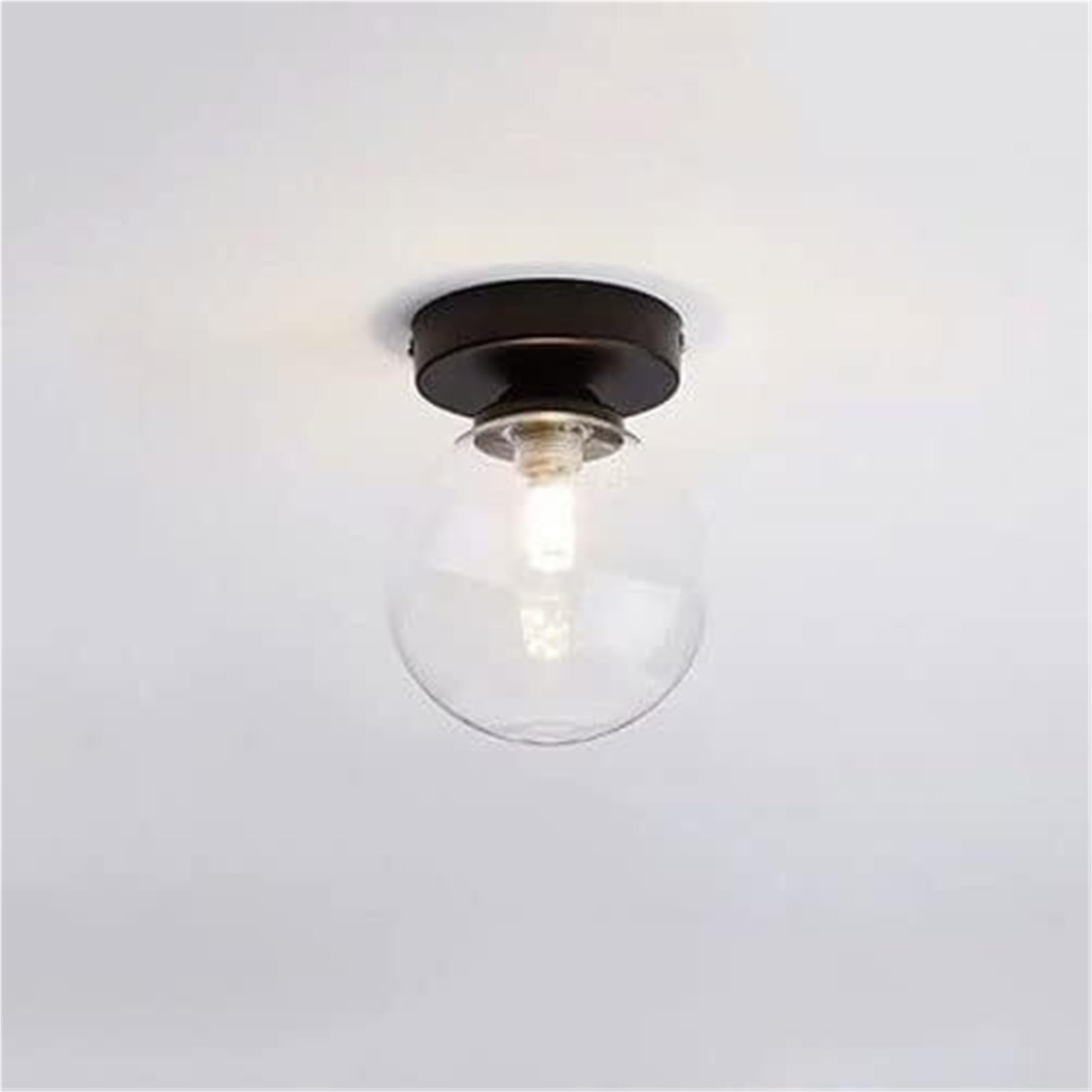 Khukhu D Vintage Hallway Ceiling Light Fixture, Small Mi Century Flush Mount, Clear Glass Milk Glass, Farmhouse Porch Ceiling Lamp For Bathroom Entryway Balcony Stairs(,Clear Glass)