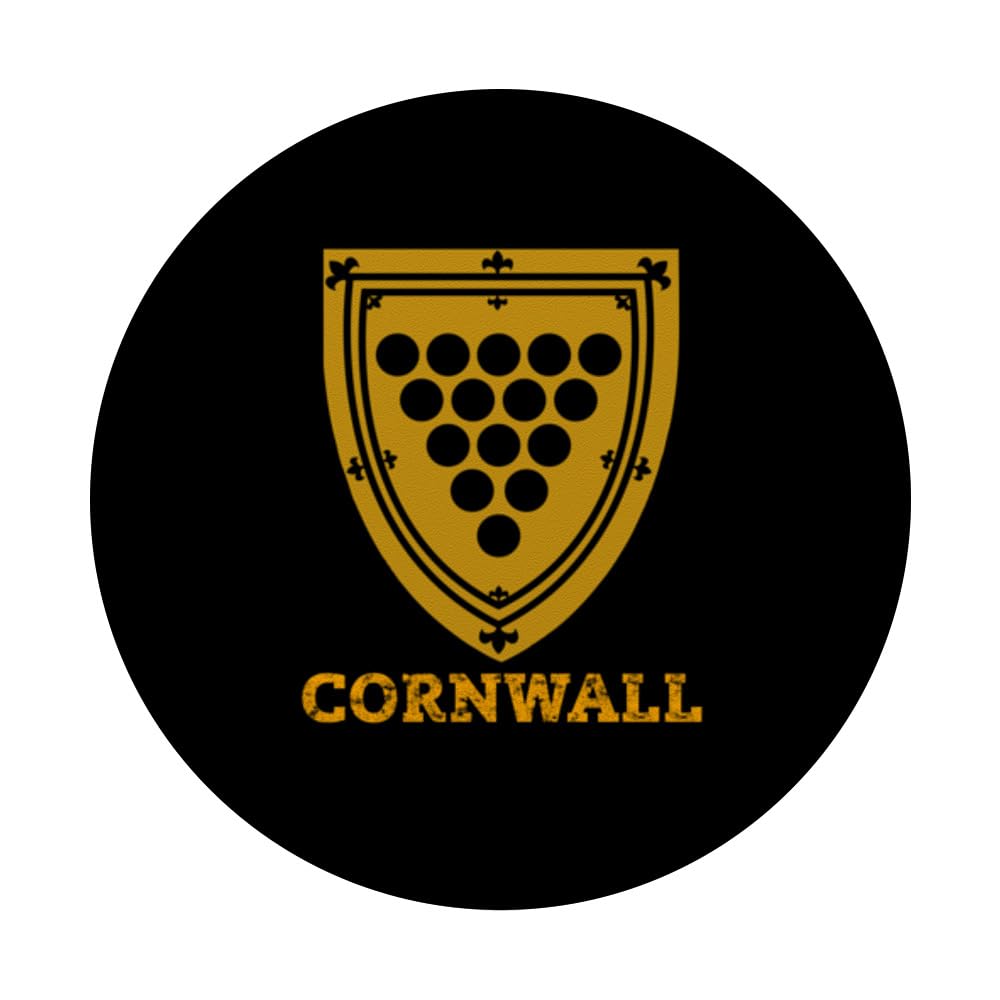 Medieval Cornish Shield Tshirt Gift from Cornwall UK PopSockets Swappable PopGrip, Black - Image 3