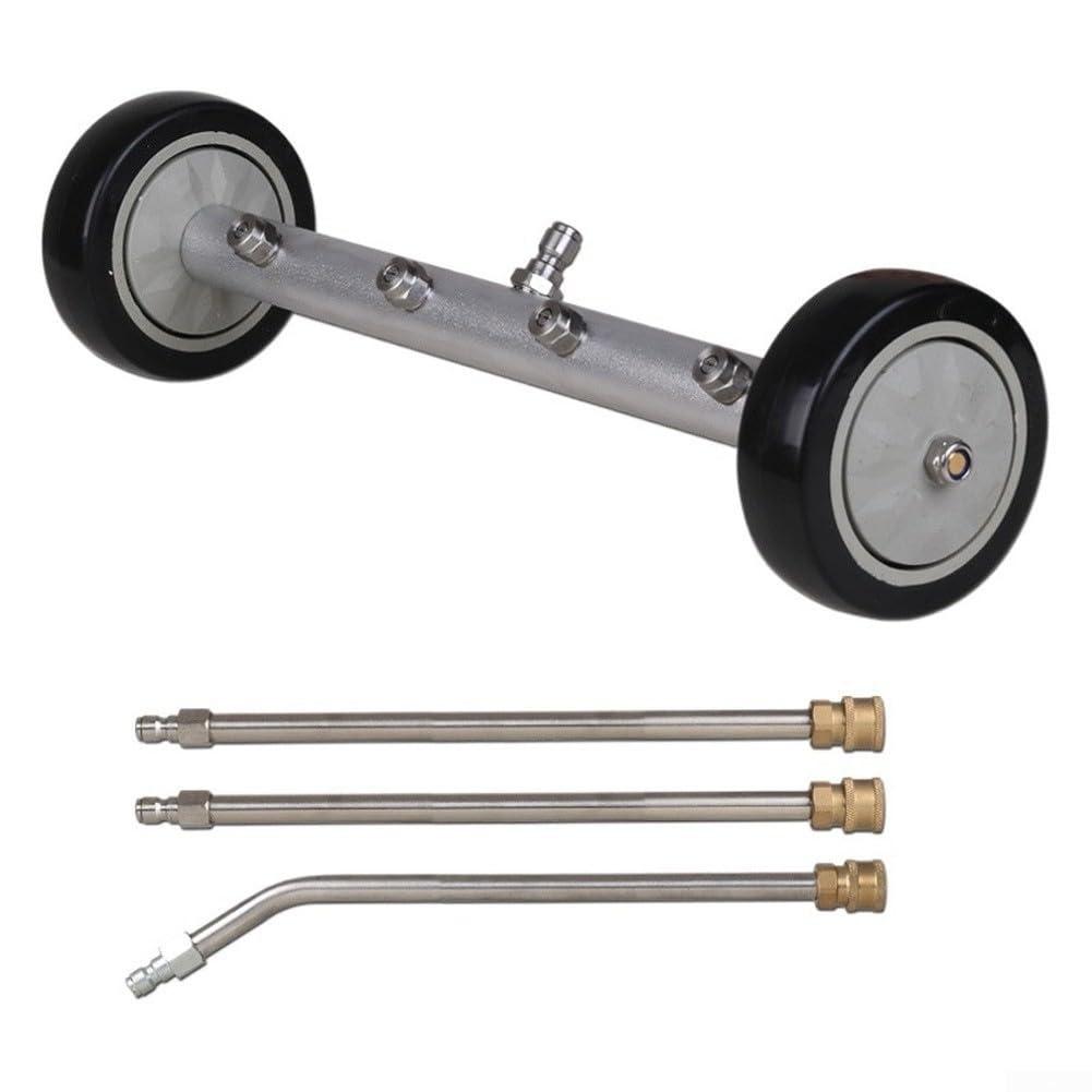 Ugello di ricambio per idropulitrice in acciaio inox per 4000 PSI, spazzola rotante con ruote da 100 mm per la pulizia del veicolo, chiusura rapida standard da 1/4" (C)
