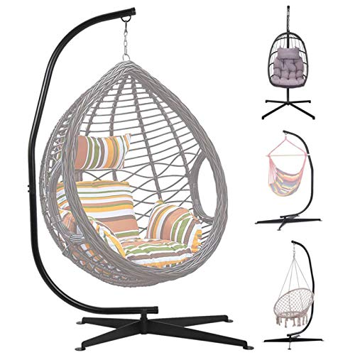 Hammock Chair Stand Hanging Chair Stand W/ Solid Steel Heavy Duty C Stand And Hook For Hanging Chairs, Swings, Loungers, Cocoon Chairs Great For Indoor/Outdoor Hanging Hammock Air Porch Swing Chair #TOP7