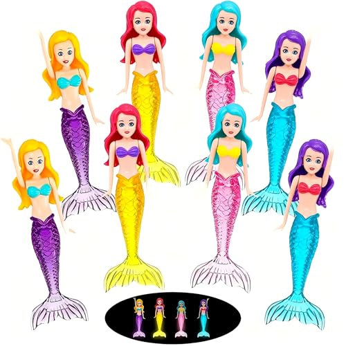 YOUYIKE 4/8 Pièces Jouets De Plongée Sirène, Jouet De Plongée Piscine Lumineuse, Jeux De...