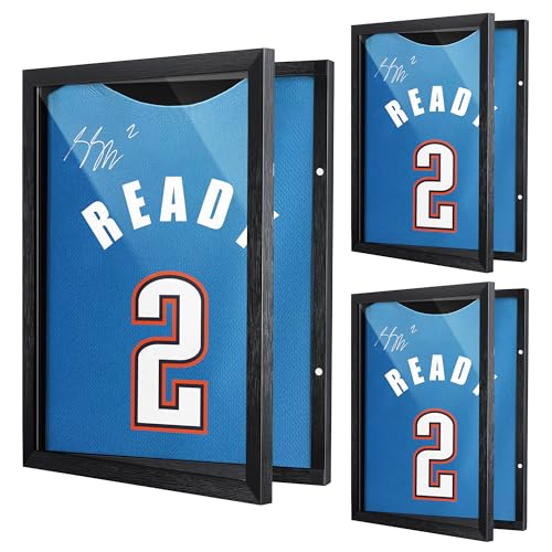 3 Pack T Shirt Display Frame 18 X 14 Black Imitation Wood T Shirt Frame with 98% UV Protection Acrylic 1 Depth of Usable Space Shadow Box Display Case for Shirts Jerseys Memorabilia