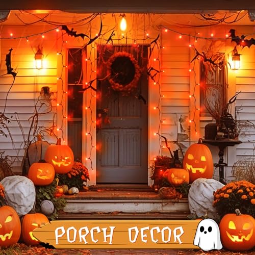 Gcstnn Halloween Deko Outdoor Lichterkette, 2 Stück Gesamt 10M 100er LED Orange Lichterketten Batterie mit Timer Wasserdicht Lichterkette… – Ansicht 4