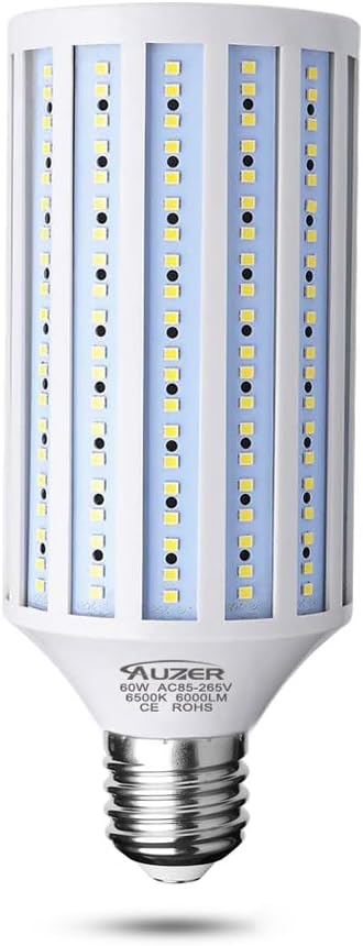 60W LED Corn Light Bulb, Large Mogul E39 Base, 6000-Lumen, 6500K Daylight Cool White,LED Corn Bulb for Large Area Garage Factory Warehouse Barn Shopping Mall Supermarket AC85V-265V