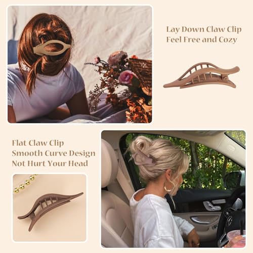 CHANDAT Flat Hair Clip 6 pcs Lay Down Claw Clips Hair Accessories for Women -Transparent — view 5