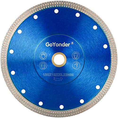 GoYonder 7 Inch Diamond Saw Blade, Super Thin Tile Cutting Blade for Cutting Porcelain Tile Granite Marble Ceramic for Angle Grinders with a 5 8 or 7 8 Arbor