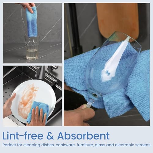 Image of Microfiber Cleaning Cloth Roll - 25x25cm Tear-Away Reusable Towels, Super Absorbent Washable Lint-Free Rags for Kitchen, Car, Glass & Garage - Multicolor (50)