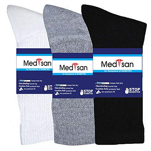 Productos Para La Diabetes, Medisan(12 Pares) Calcetines para pie diabetico sin elastico en la parte superior comodos mas programa de dieta especial para diabetes.