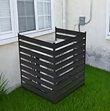 38" W x 42" H Air Conditioner Fence Screen, 3 Panels Metal Privacy Fence for Outside Unit, Pool Equipment Enclosure Trash Can Fence, No Dig Backyard Fencing for Outdoor, Black