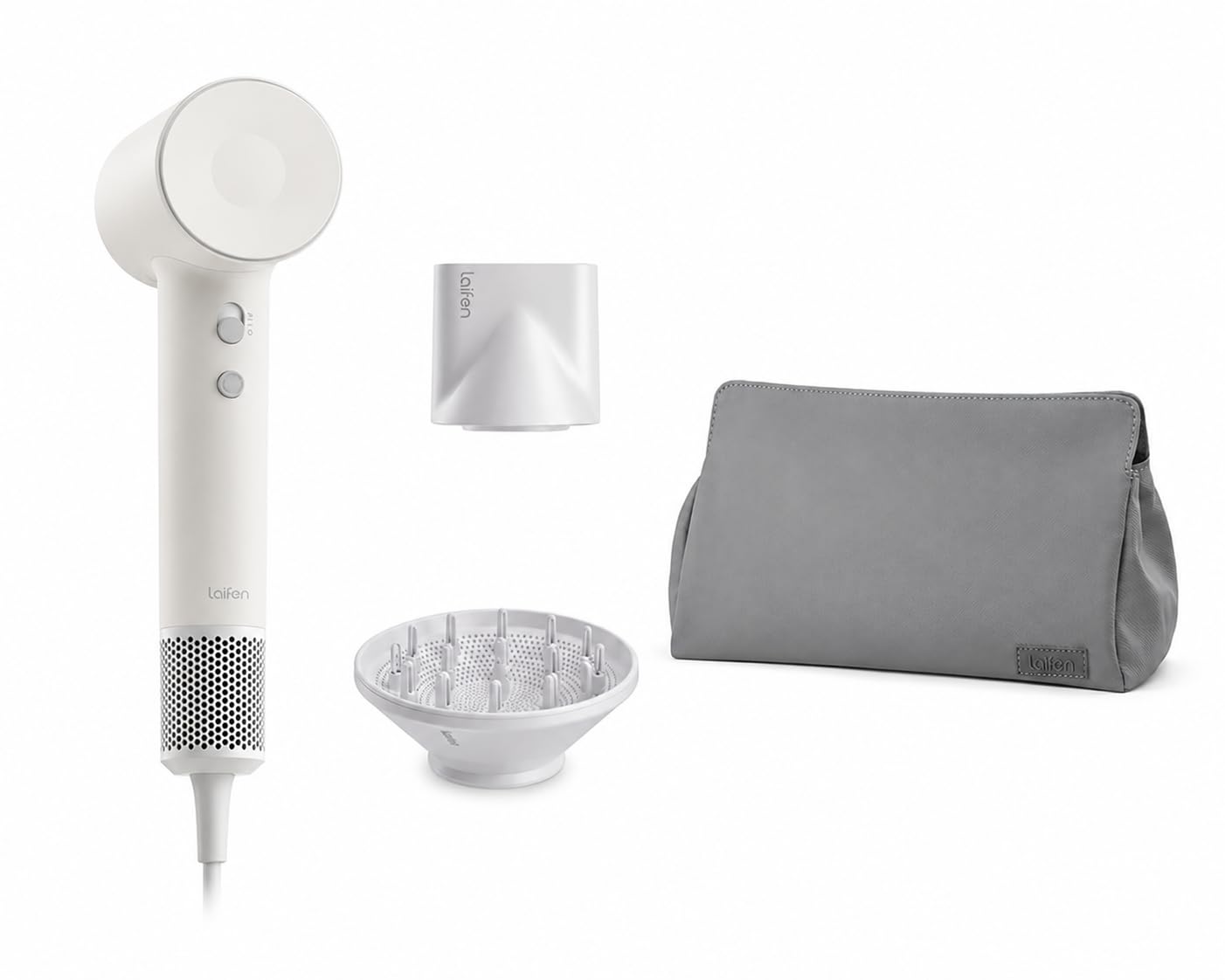 Laifen SE 2 High Speed White Hair Dryer with Laifen Grey Hair Dryer Bag