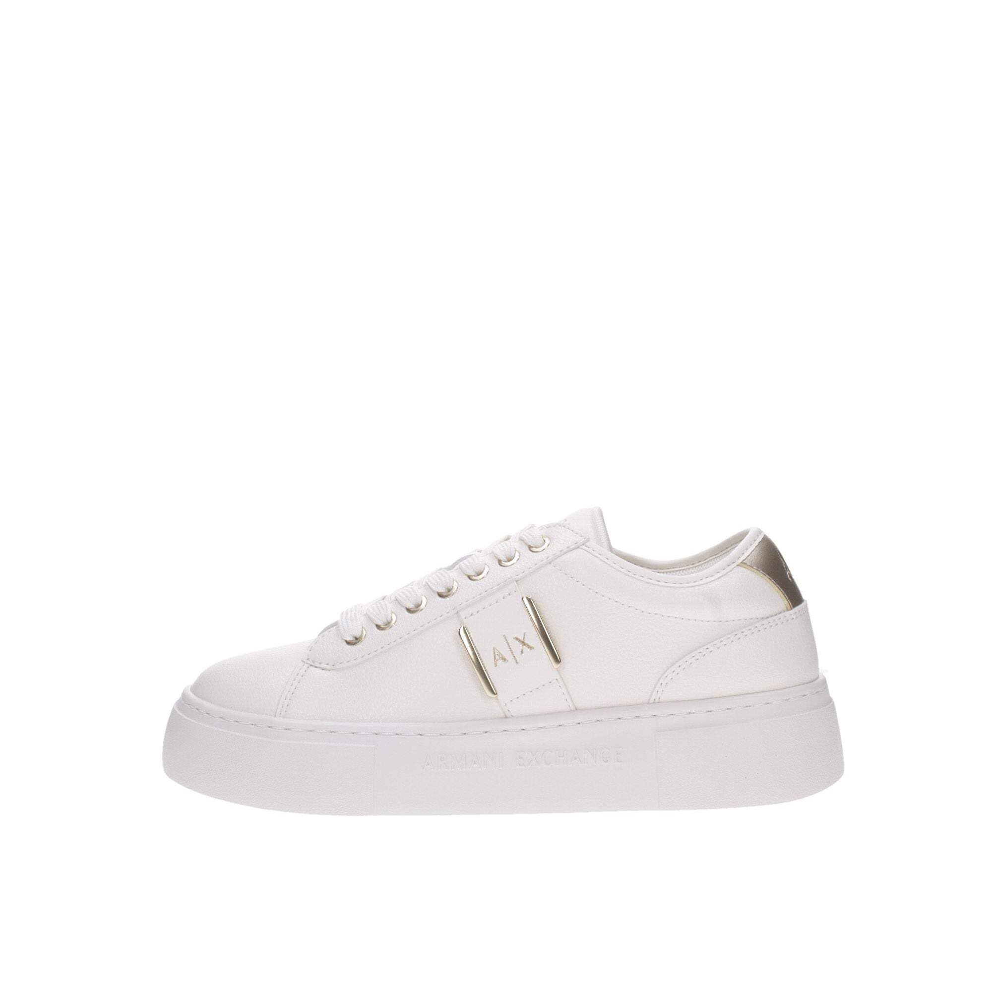 Armani Exchange Damen Off White Pale Gold Kurt, Gold Details, Debossed Logo, Sneaker,White,35