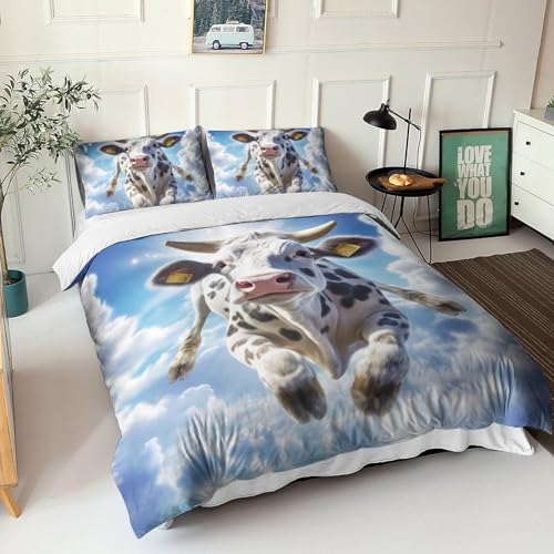 Funda nórdica de vacas voladoras para dormitorios juveniles modernos 7