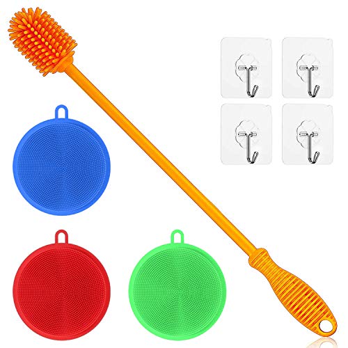 Silicone Bottle Brush Silicone Sponge Dish Washing set,Bottle Cleaner and Silicone Scrubber use