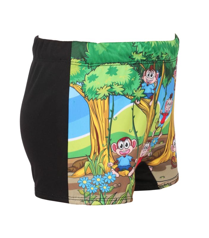 ZIUM Monkey Print Boys Swim Shorts | Swim Costume | Boys Swimming Costume | Trunk Swimming |Kids Pool Party Beach Wear Shorts | Comfortable (5years - 6 Years) Green 2