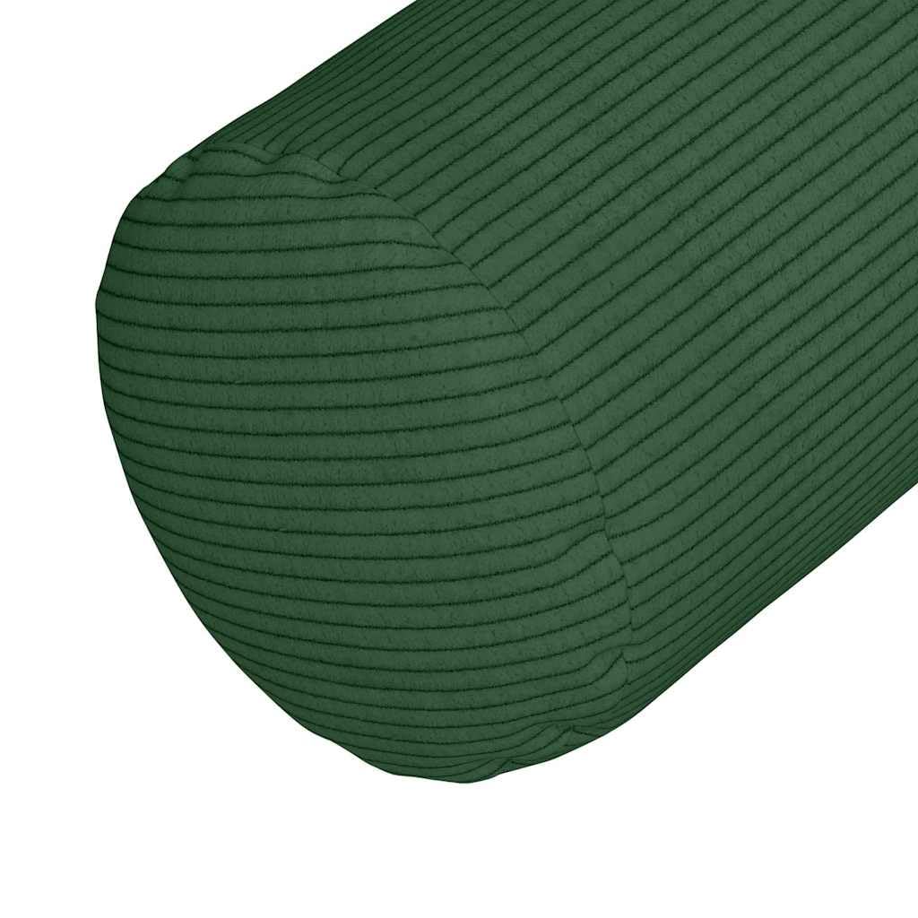 Set di 2 cuscini cervicali, verde scuro, 25 x 70 cm, in velluto a coste | Cuscino cilindrico decorativo per soggiorno e camera da letto con rivestimento sfoderabile in morbido tessuto a coste.