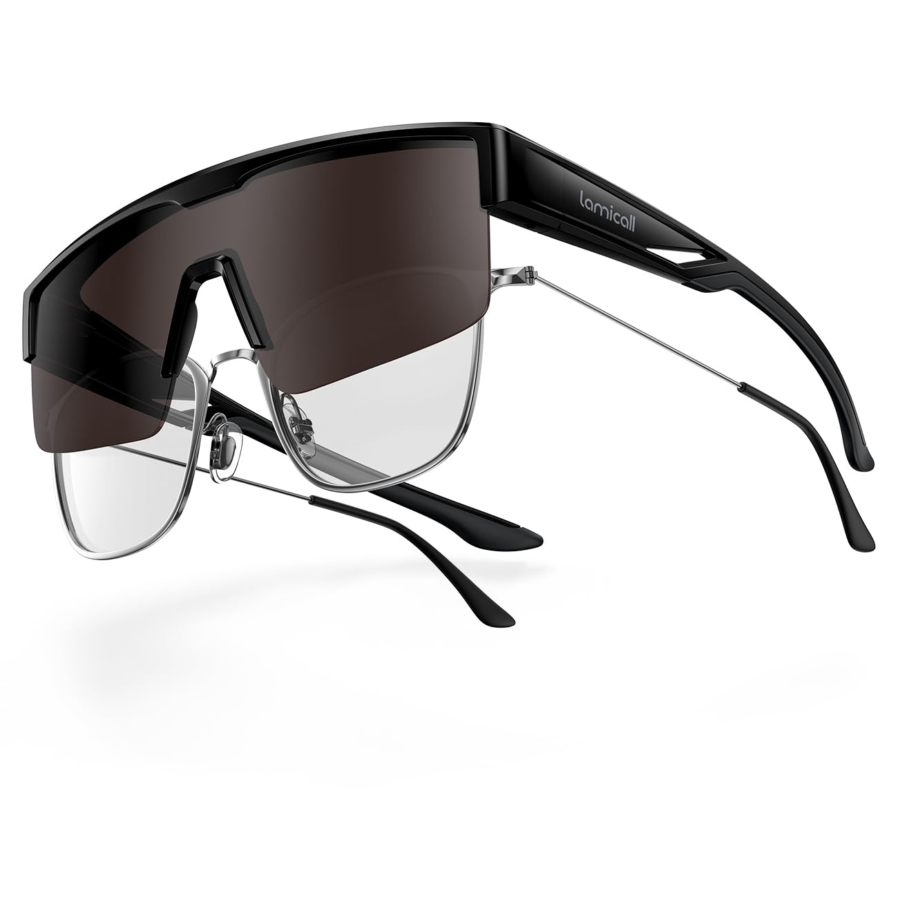 Lamicall Überzieh Sonnenbrille, Fahrradbrille für Brillenträger - [25g TR-90 Ultraleicht] Polarisierte Sonnenbrille über Normale Brille für Herren & Damen, UV400 Überziehbrille für Fahrrad Auto Angeln