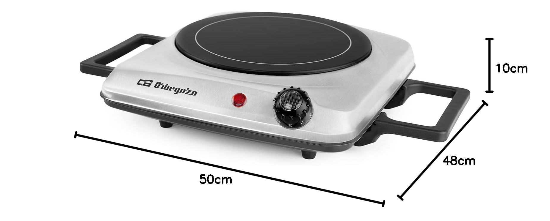 Orbegozo PCE 4050 - Placa vitrocerámica, termostato regulable, cuerpo de acero inoxidable, piloto de funcionamiento, 1200 W
