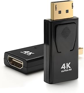 محول منفذ عرض الى HDMI 4K DP ذكر انثى بدقة 1080P فائقة الوضوح لسطح المكتب وجهاز العرض وتلفزيون HD أسود