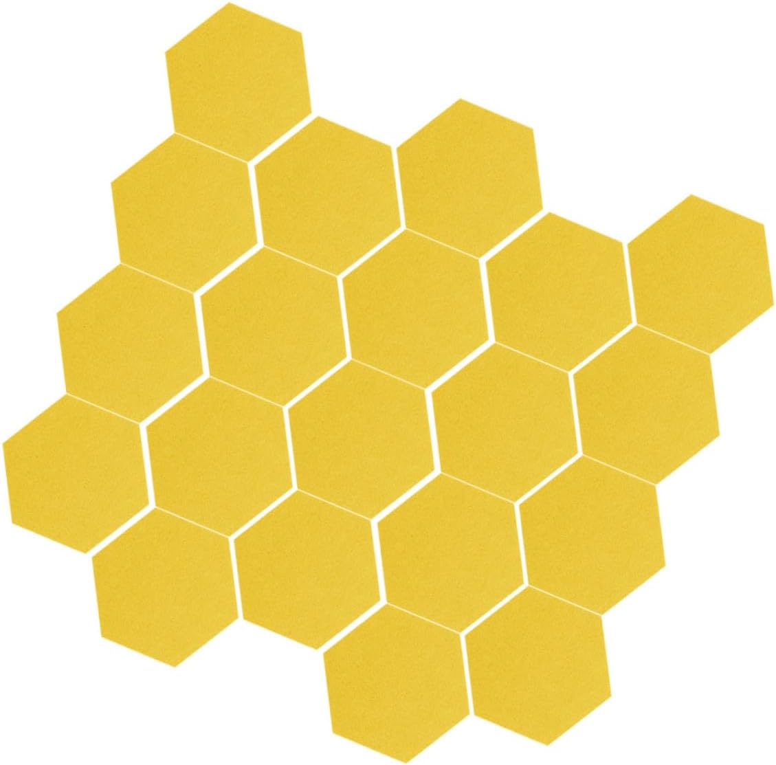 20pcs Hexagon Felt Bulletin Board Tiles, Acoustic Sound Absorbing Decorative Wall Panels for Office Bedroom Home, Yellow Felt Pin Memo Board Noise Reduction