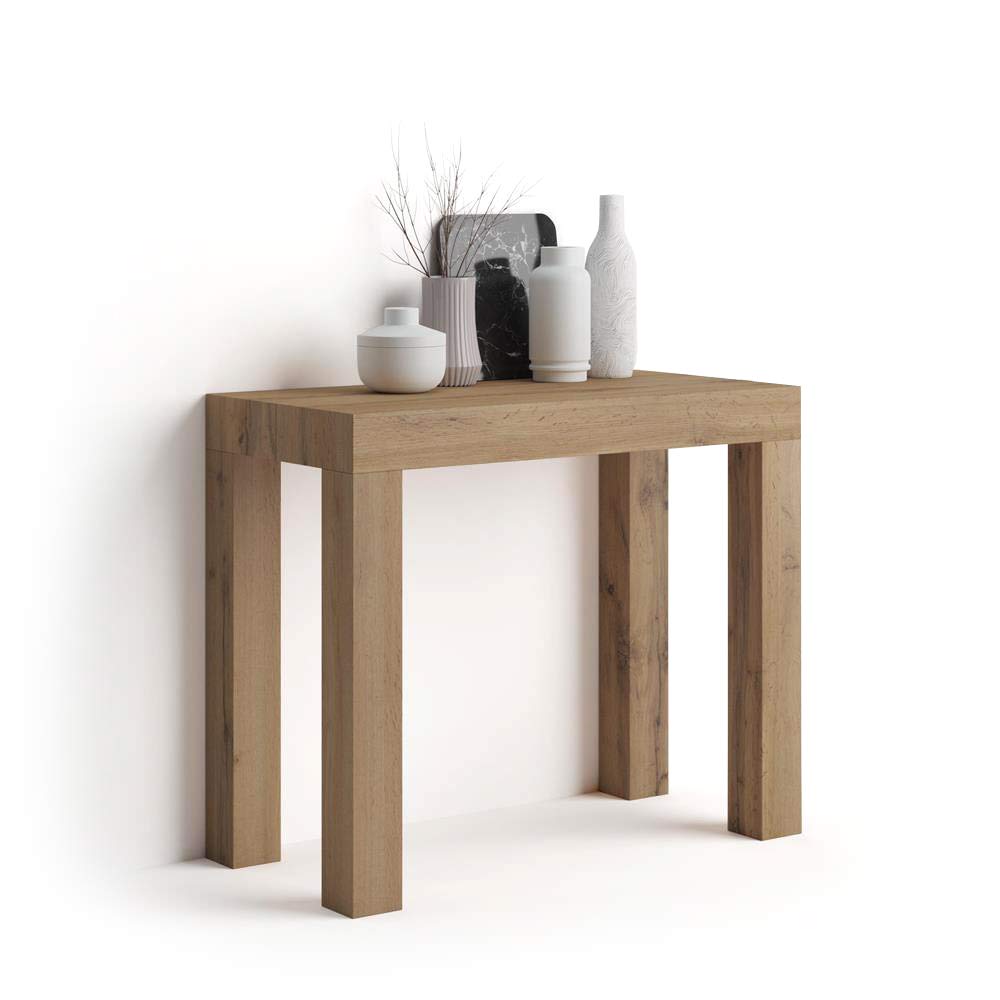 MOBILI FIVER, Table Console Extensible First, 45(305) x90 cm, Bois Rustique, pour 14 Personnes, Console Extensible pour Cuisine et Salon, Made in Italy