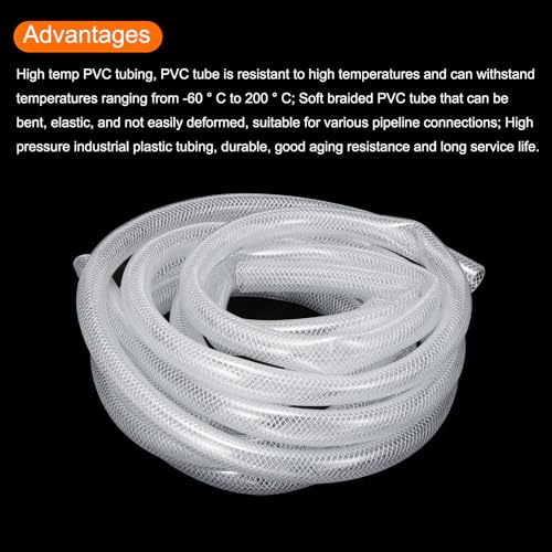 MECCANIXITY Braided Clear PVC Vinyl Tubing 3/4" ID PVC Tube High Pressure Water Hose 50ft for Industrial Tubing, Pump, 19mm x 23mm by MECCANIXITY - Image 3