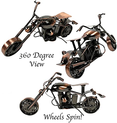 Urbalabs Nutrition Metal Motorcycle Industrial Biker Chopper Office Desk Sculpture 9 Inch Retro Recycled Metal Chopper Handmade Bolts Nuts Fat Boy Unique Man Cave Art Decor Bike Chain (M14 Copper) #TOP2