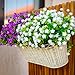AXYLEX Artificial Flowers for Outdoors Fake Plants - 12 Bundles Faux Outside Greenery Boxwood No Fade Plastic Shrubs Fall Decor Farmhouse Home Garden (White)