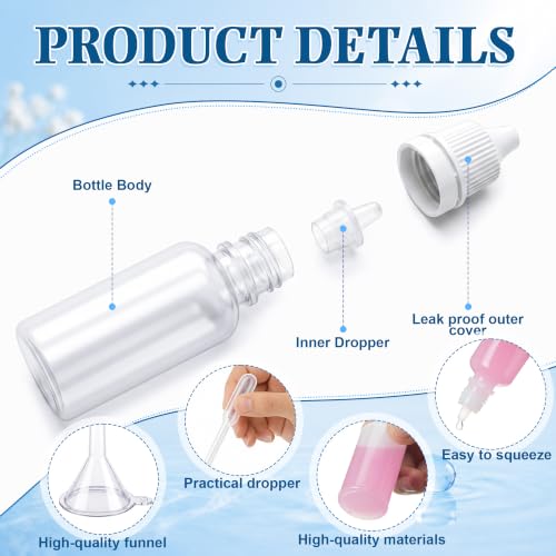 OBreezify 48 Pcs 15ml Small Plastic Dropper Bottles Set with 40 Empty Squeezable Portable Dropper Bottle 4 Handled Funnels 3 Pipettes 1 Label Sheet for Travel Eye Drops Essential Oils Liquid Filling - Image 3