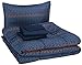AmazonBasics Easy Care Super Soft Microfiber Kid's Bed-in-a-Bag Bedding Set - Twin, Navy Zigzags