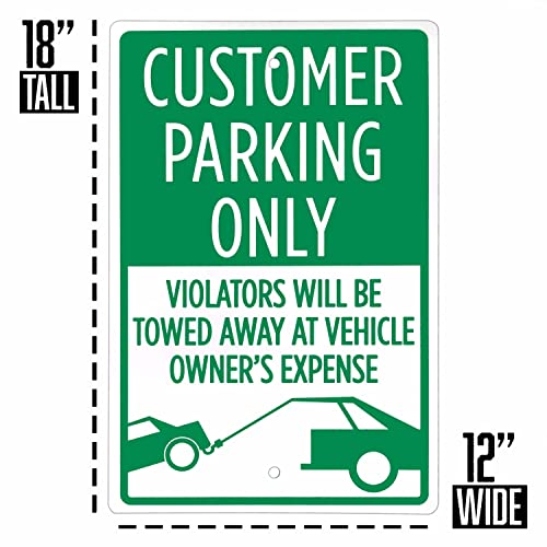 Customer Parking Only Sign – 18" X 12" Aluminum Warning Sign For Parking Lots, Private Driveways, & Businesses By Bolthead Industrial #TOP4