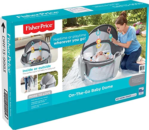 Fisher-Price Cúpula de bebê portátil para berço em movimento, espaço de viagem com brinquedos e doss