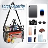 Przezroczysta torba tote bag, 2 szt., duża torba toaletowa, z regulowanym paskiem na ramię i zamkiem błyskawicznym, wodoszczelna przezroczysta torba na przybory toaletowe, na stadion, do pracy, sportu